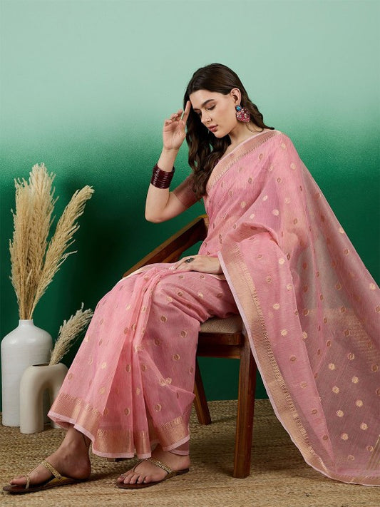 Ethnic Motif Zari Woven Saree with Blouse