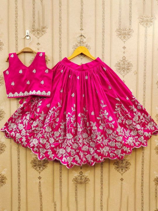 Girls Embroidered Ready to Wear Lehenga & Choli