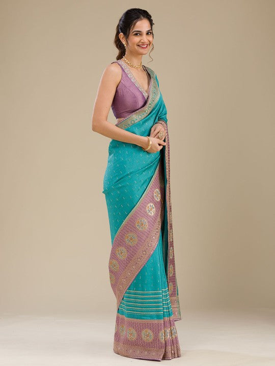 Beads and Stones Zari Saree