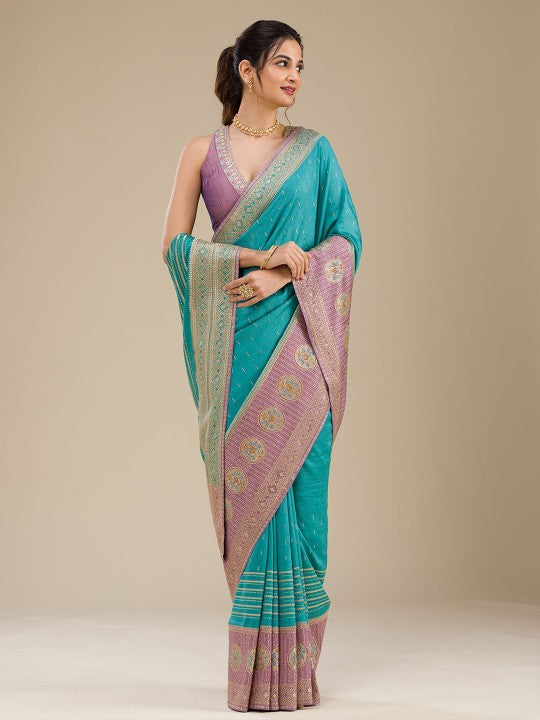 Beads and Stones Zari Saree