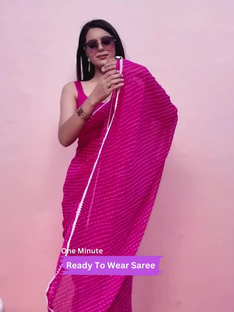 Striped Ready to Wear Leheriya Saree