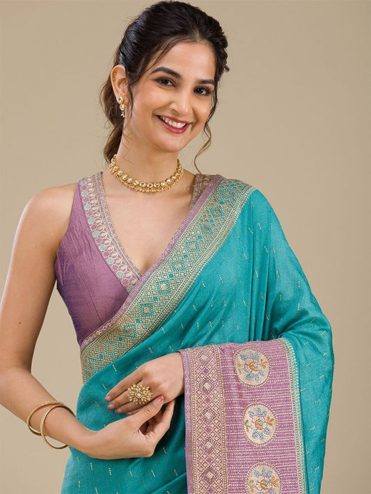 Beads and Stones Zari Saree